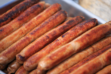 Fresh cooked sausages