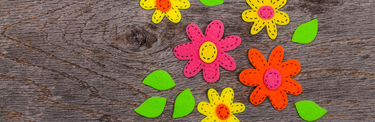 Felt Flowers. Selective focus.