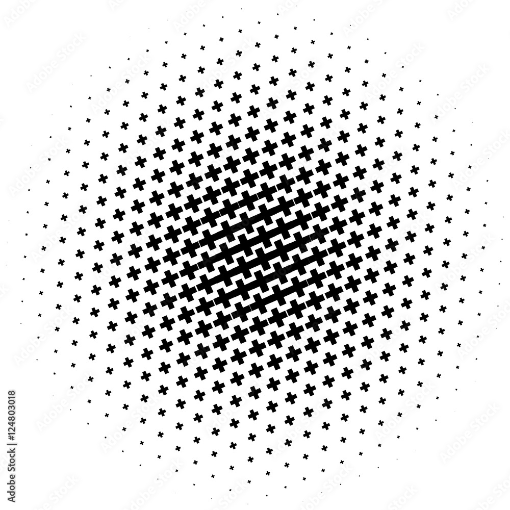 Poster Halftone pattern made of crosses. Monochrome halftone pattern /