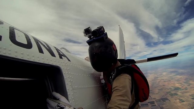 Skydivers jump from airplane above arizona. Scenery. Adrenaline. Sands. Summer. Landscape.