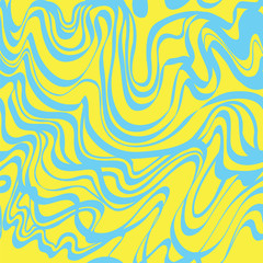Abstract blue and yellow moire bubble gum vector pattern. Abstract wave.