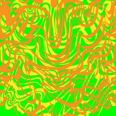 Fototapeta na wymiar Abstract orange, green and yellow moire bubble gum vector pattern.