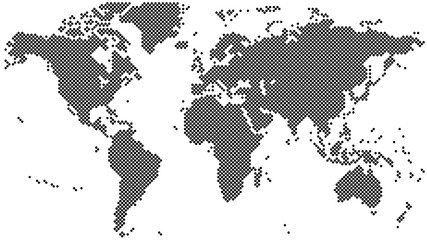 Black halftone world map vector illustration