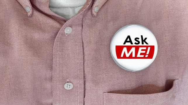 Ask Me Question Customer Support Answers Button Pin 3d Illustrat