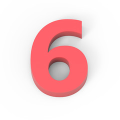 Light matte red number 6