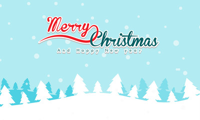 Merry Christmas Landscape with text and mountain in background. EPS10 vector file organized in layers for easy editing.