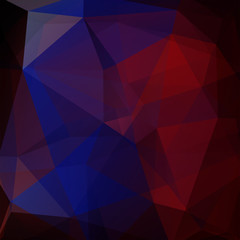 Geometric pattern, polygon triangles vector background in red, blue, black tones. Illustration pattern