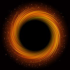 Abstract gold swirl round with black hole vector illustration