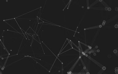 Abstract polygonal space low poly dark background, 3d rendering