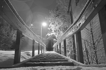 snowy stairs.bw