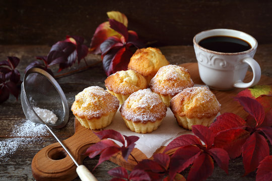 Autumn mood: Lemon muffins and mug of tea