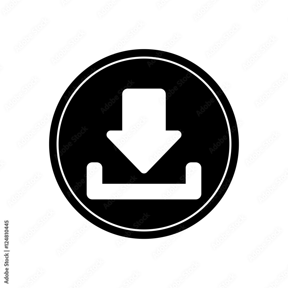 Poster download arrow inside button icon. digital web application and technology theme. isolated design. ve