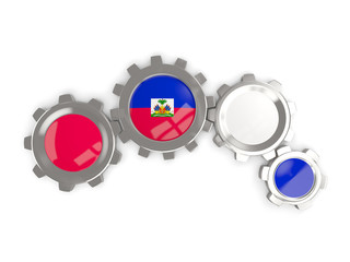 Flag of haiti, metallic gears with colors of the flag