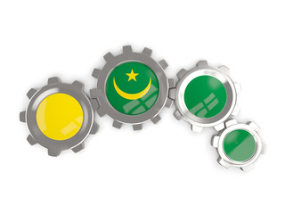 Flag of mauritania, metallic gears with colors of the flag