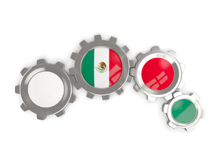 Flag of mexico, metallic gears with colors of the flag