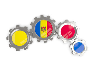 Flag of moldova, metallic gears with colors of the flag