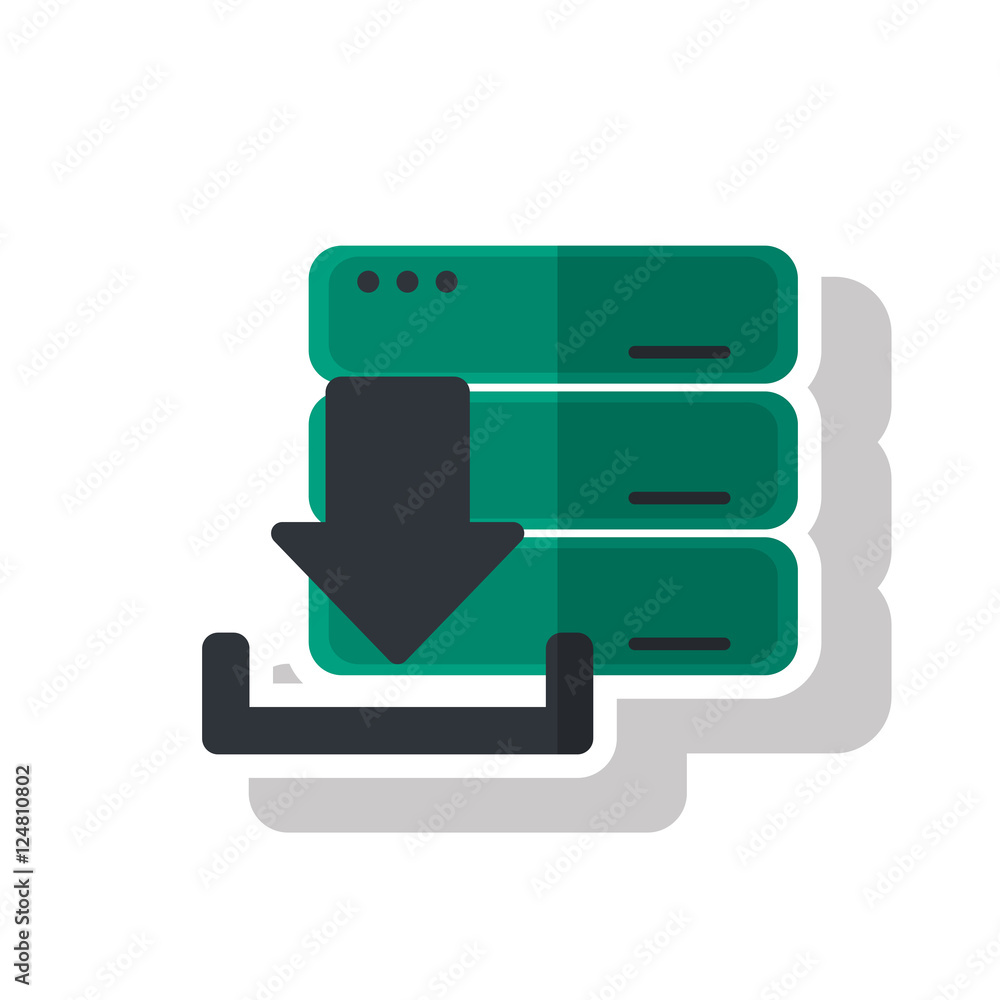 Poster download arrow and data base icon. digital web application and technology theme. isolated design. ve