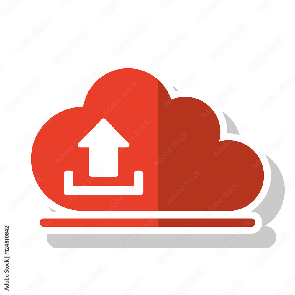 Poster upload arrow and cloud computing icon. digital web application and technology theme. isolated design
