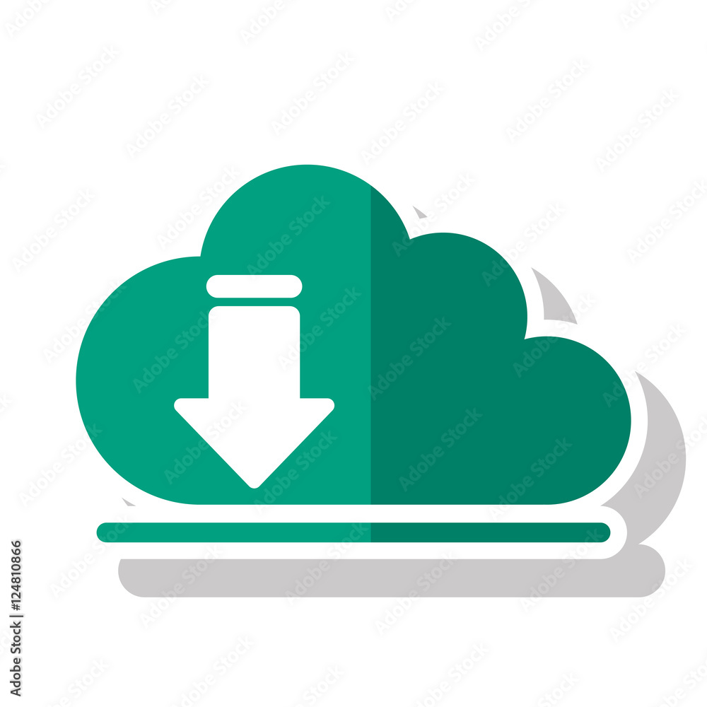 Poster download arrow and cloud computing icon. digital web application and technology theme. isolated desi