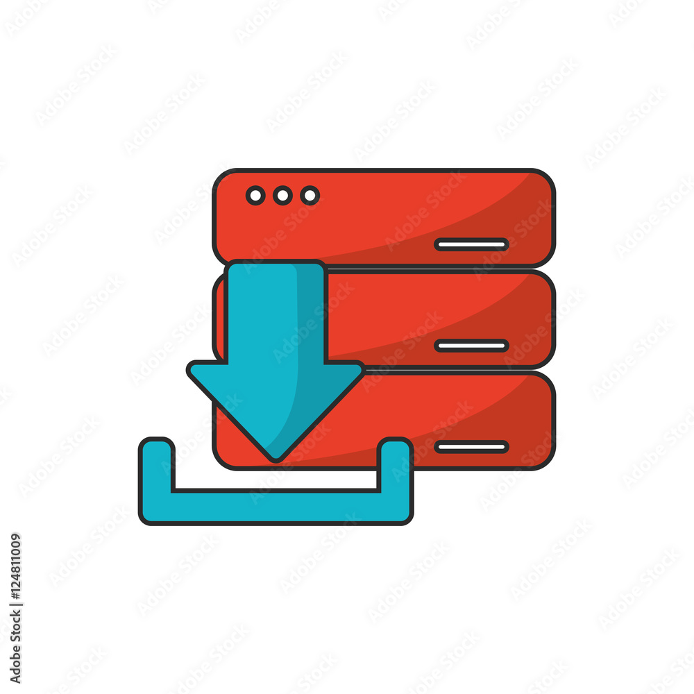 Poster download arrow and data base icon. digital web application and technology theme. isolated design. ve