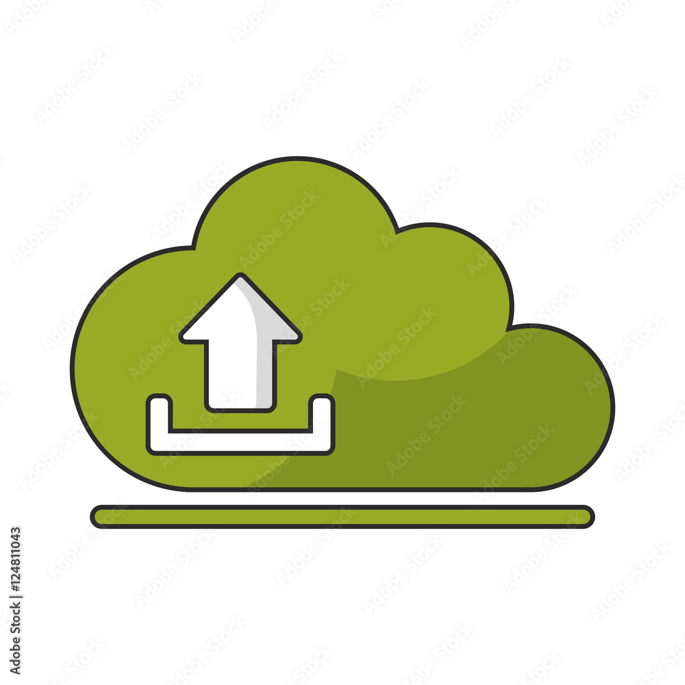 Poster upload arrow and cloud computing icon. digital web application and technology theme. isolated design