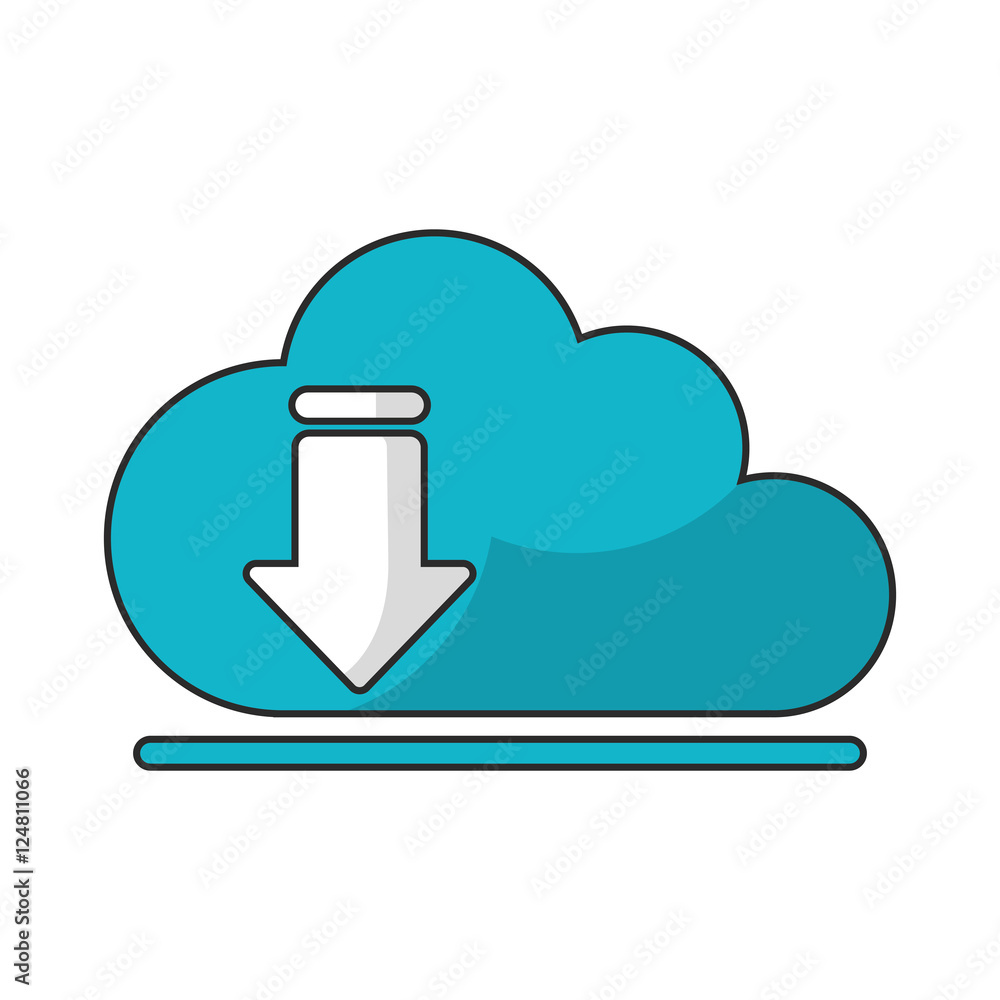 Poster download arrow and cloud computing icon. digital web application and technology theme. isolated desi