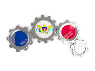 Flag of virgin islands us, metallic gears with colors of the fla