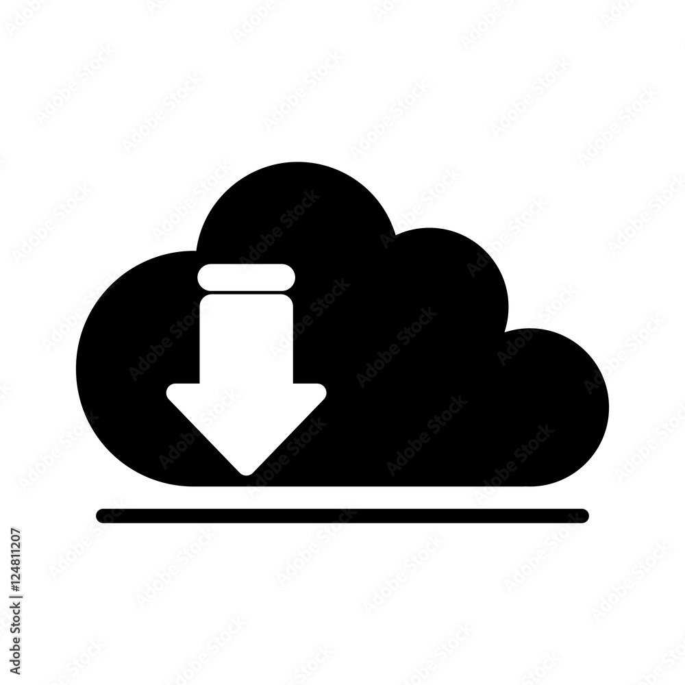 Poster download arrow and cloud computing icon. digital web application and technology theme. isolated desi