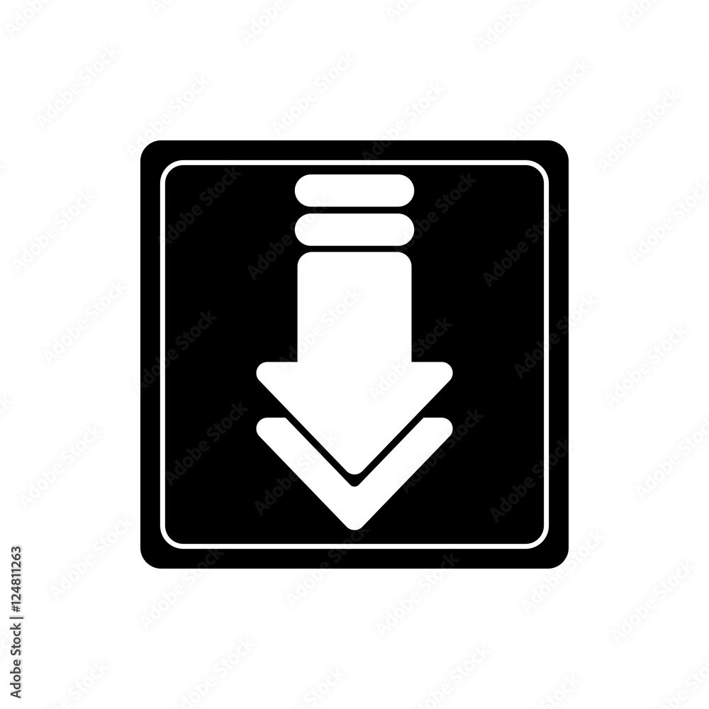 Poster download arrow inside frame icon. digital web application and technology theme. isolated design. vec