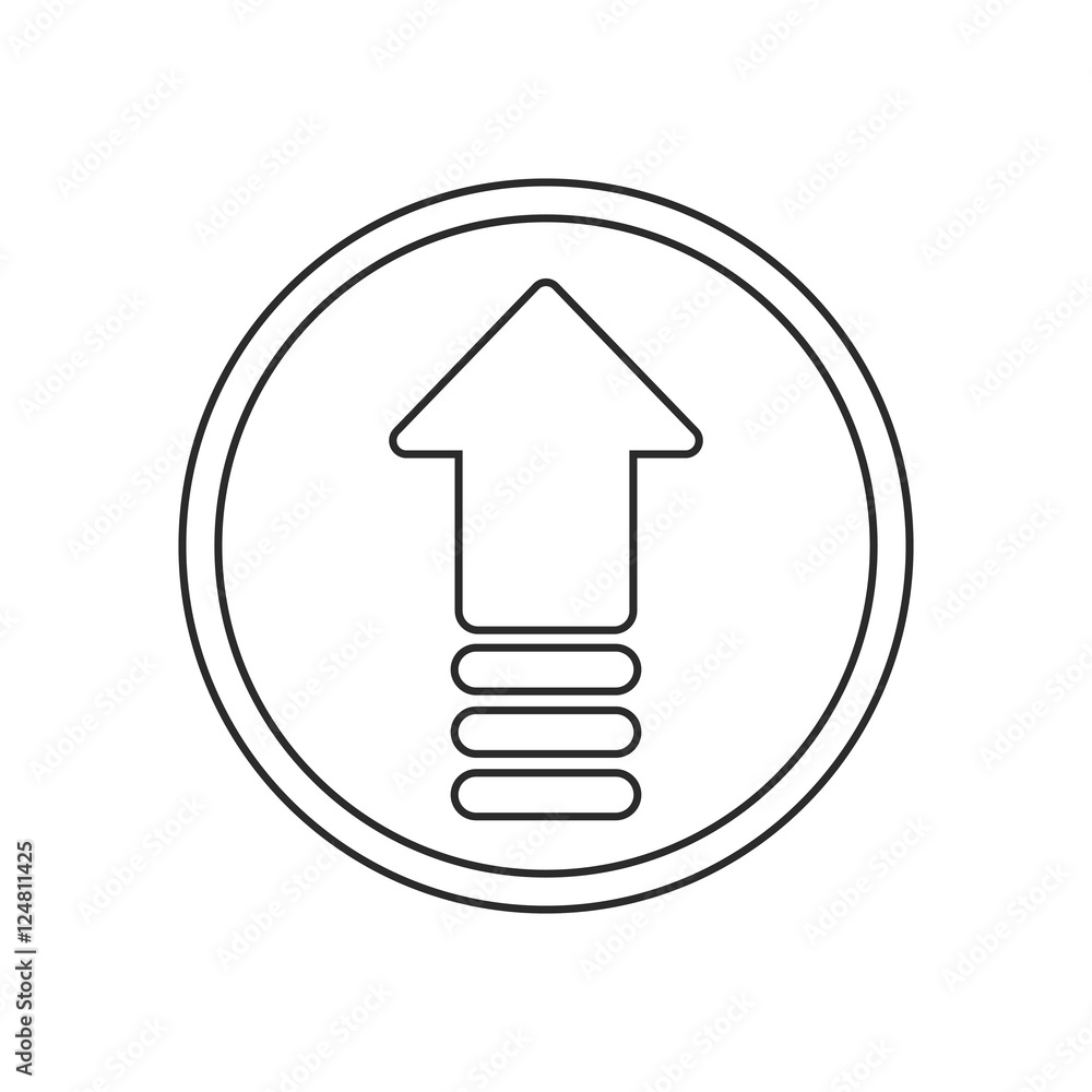 Poster upload arrow inside button icon. digital web application and technology theme. isolated design. vect