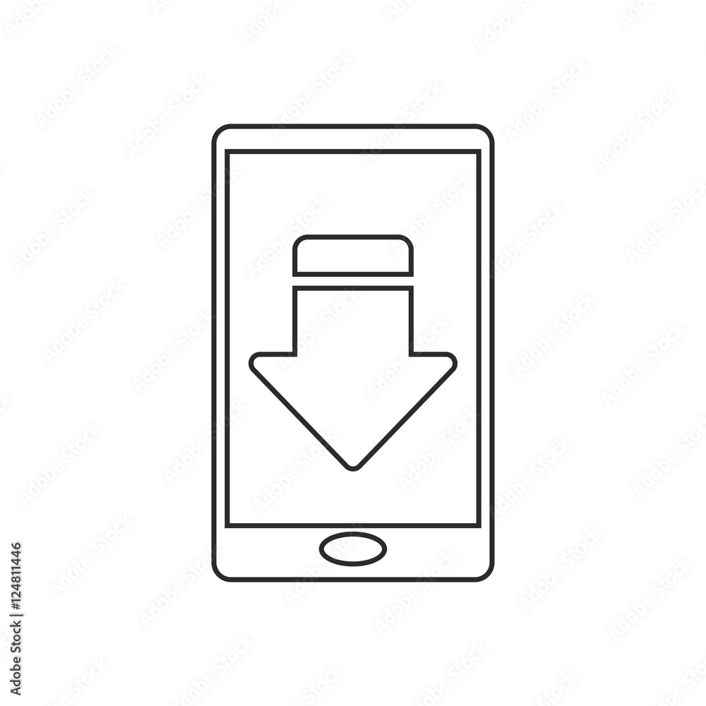Poster download arrow inside smartphone icon. digital web application and technology theme. isolated design