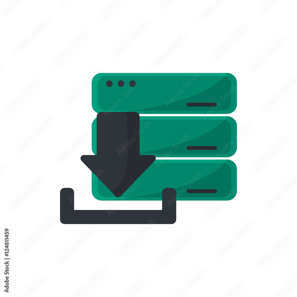 Poster download arrow and data base icon. digital web application and technology theme. isolated design. ve