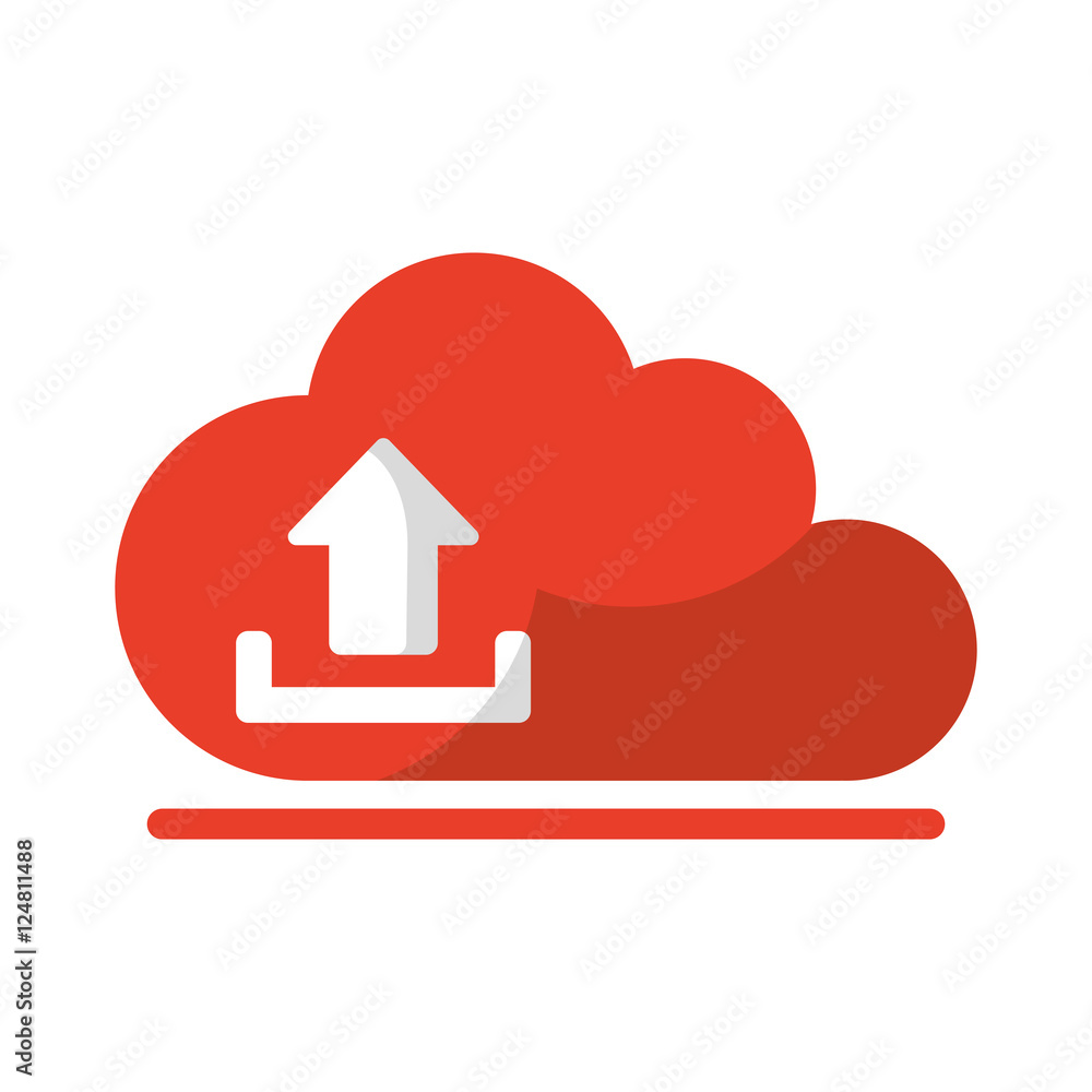 Poster upload arrow and cloud computing icon. digital web application and technology theme. isolated design