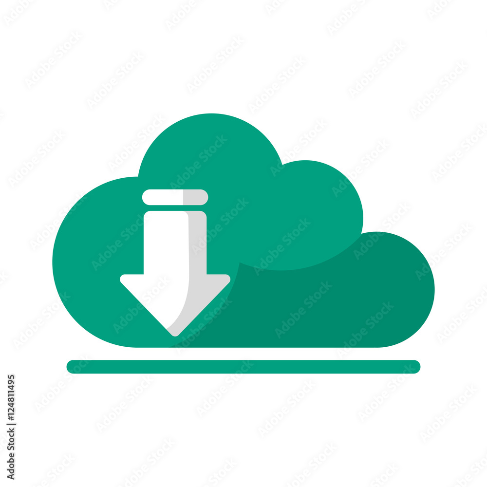 Poster download arrow and cloud computing icon. digital web application and technology theme. isolated desi