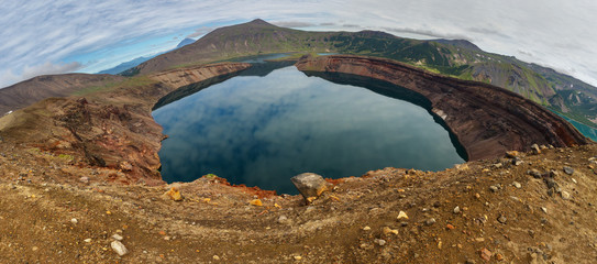 Lake in Caldera volcano Ksudach. South Kamchatka Nature Park.