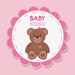 Teddy bear icon. Baby shower card and childhood theme. Colorful design. Vector illustration