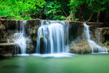 Fototapeta na wymiar Deep forest waterfall in Huay Mae Kamin Kanjanaburi Thailand