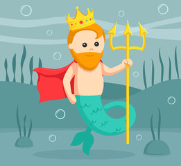 fat mermaid king with trident