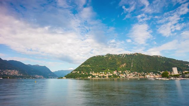 summer day famous como lake blue sky mountains panorama 4k time lapse italy
