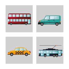 Car tram taxi and bus icon. transportation travel and trip theme. Colorful design. Vector illustration