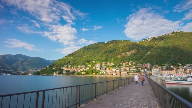 summer day famous como lake pier mountains panorama 4k time lapse italy
