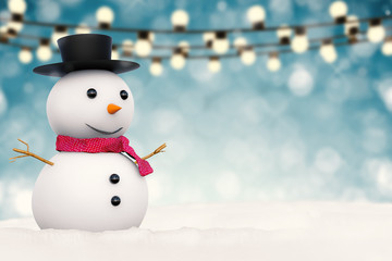 smiling snow man with rope light 