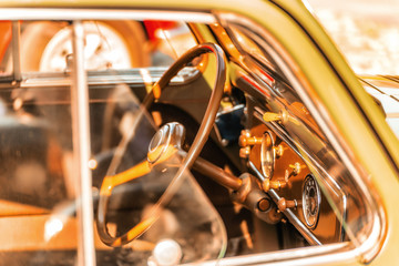 dashboard of a vintage car