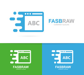 Vector fast browser logo combination. Speed web page symbol or icon. Unique site and network logotype design template.