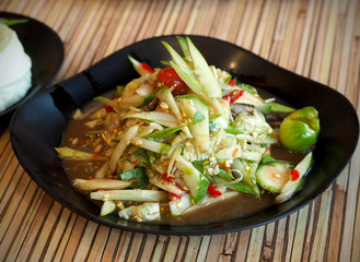 Thailand traditional salad with vegetables and chili, Thai name