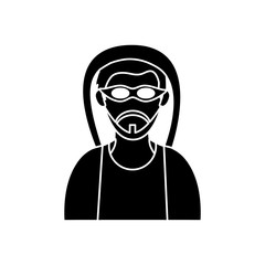 Hacker cartoon icon. security system warning and protection theme. Isolated design. Vector illustration