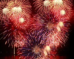 Beautiful fireworks colorful background.