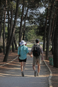 helene n patrick hiking thru trees