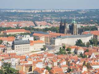 Naklejka na ściany i meble Prague is the capital of the Czech Republic. Political and cultural center of Bohemia. Historic center included in the Unesco World Heritage. Landscape from Petrin Tower to the castle.