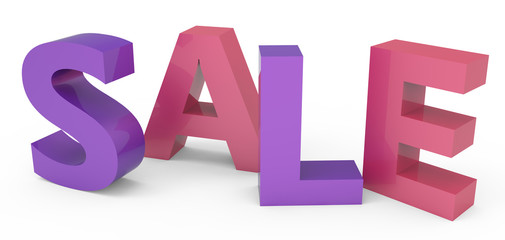 3d rendering of red and purple sale